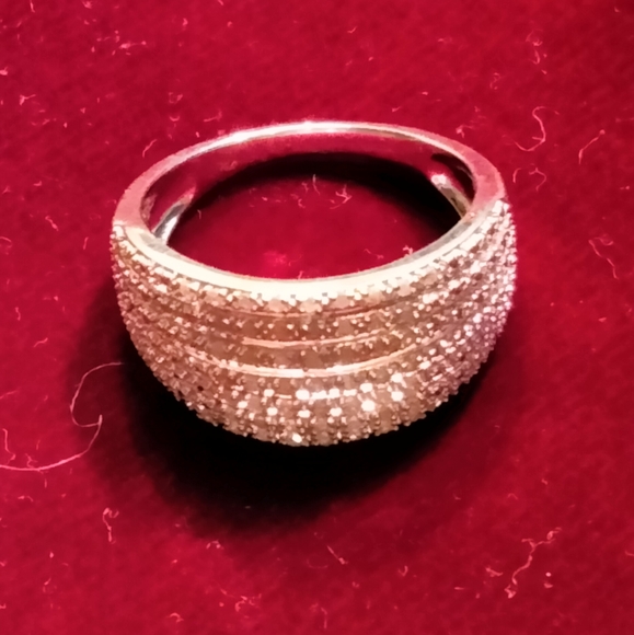 Multi roll miracle plate .25kt diamond sterling silver band - Picture 2 of 10